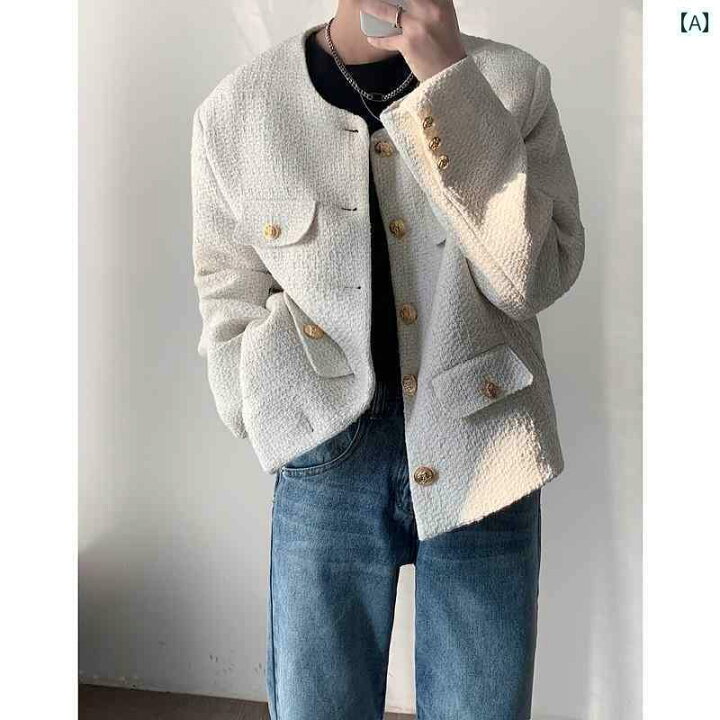 楽天市場】韓国 ジャケット メンズ 春 レトロ シングルブレスト  