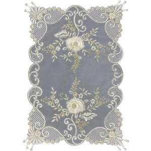 ほこりよけ 布 おしゃれ キッチン 卓上 トレイ ティーセット カバー タオル 欧風 レース 生地 刺繍 長方形 四角 スクエア 家電 防塵 傷 汚れ 防止 アイボリー 茶 花 ベルベット