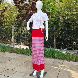 タイ 民族衣装 レディース 大人 伝統 服 春 トップス 長袖 半袖 シャツ 巻き ラップ チューブ スカート マキシ丈 上下 セット 舞台 ステージ 演出 写真 撮影 エスニック アジアン マッサージ