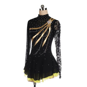 フィギュア スケート ウェア 女子 パフォーマンス 衣装 競技用 子供 大人 レディース レース ビジュー ラインストーン スカート コスチューム 大きいサイズ