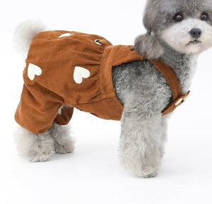 ペット 犬 服 春秋 ドッグウェア 男の子 女の子 小型 お散歩 おでかけ プレゼント かわいい ポメラニアン トイプードル チワワ サロペット風 かぼちゃパンツ クマ ハート 茶色 ピンク