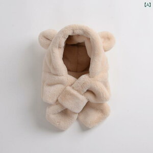 キッズ ベビー マフラー付き 帽子 ベビー スカーフ ワンピース 2点セット 男の子 女の子 かわいい ベビー ぬいぐるみ 帽子 冬 暖かい 防寒対策 うさぎみみ