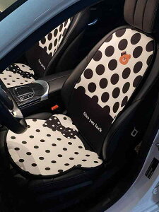車 クッション シート カバー 夏 座席 フロント リア 座面 背もたれ ヘッドレスト 装飾 カー用品 アクセサリー 通気性 接触冷感 個性的 かわいい 白 黒 ドット柄 クマ