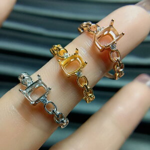 指輪 レディース フリーサイズ S925 シルバー 空枠リング 長方形 4x6mm プラチナカラー ローズゴールドカラー ゴールドカラー ファッション カジュアル 通勤用 星空デザイン