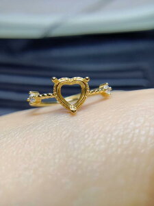 指輪 レディース S925シルバー かわいい ハート型 空枠 6x6mm ホワイトゴールドカラー イエローゴールドカラー オープンリング サイズ調整可能 春夏 ファッション