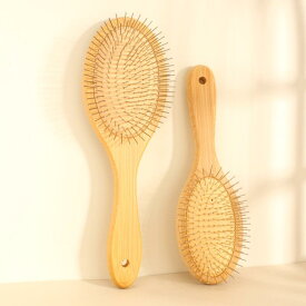 ブラシ レディース 頭皮マッサージ 天然竹製 エアクッション ヘアブラシ スチールピン 絡まない まとまる さらさら ツヤ髪 スカルプケア 血行促進 携帯用