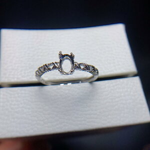 指輪 レディース S925シルバー 18Kホワイトゴールド ローズゴールドメッキ オーバル 4x6mm 空枠 シンプル 上品 フェミニン