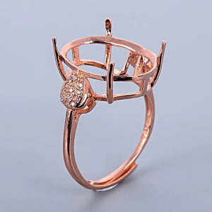 指輪 レディース フリーサイズ 925シルバー 18Kゴールドメッキ 卵形ルース用 13x18mm 空枠 DIY向け 高品質 台座 リングパーツ(x2)