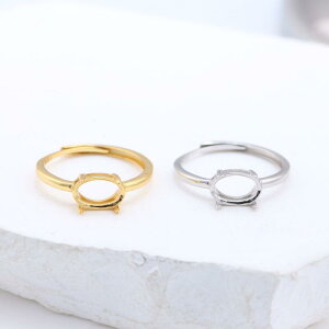 指輪 S925 純銀 開口 サイズ調節可能 琥珀 翡翠 天然石 宝石 石なし空枠 プラチナカラー ゴールドカラー 電気メッキ加工 シンプル カジュアル 普段使い