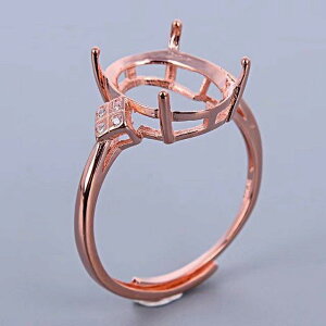 指輪 レディース S925 シルバー製 18K ホワイトゴールド ローズゴールド メッキ オーバル 空枠 DIY用 フリーサイズ(x2)