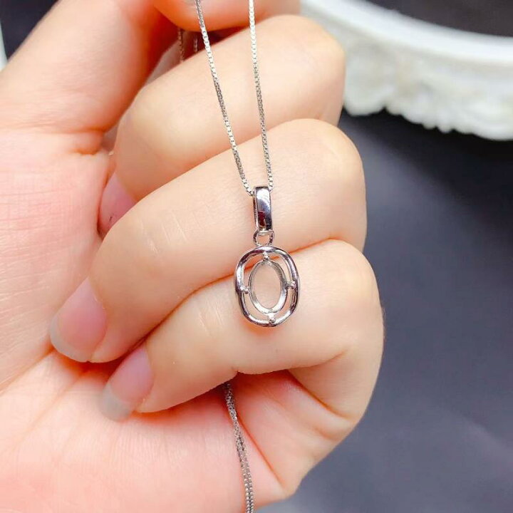 楽天市場】ペンダントトップ S925 シルバー 空枠 楕円 5x7mm ロジウム 