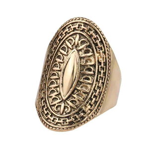 指輪 男女兼用 欧米スタイル 大ぶり 個性的 ボリュームリング アンティーク調 ヴィンテージ 古金 精密彫刻 合金製 電気メッキ加工 幾何学模様 クロスデザイン