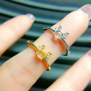 指輪 レディース オープンリング サイズ調整可能 S925シルバー 鹿モチーフ 空枠 ラウンド4mm プラチナカラー ゴールドカラー 電気メッキ ファッション 通勤 春夏