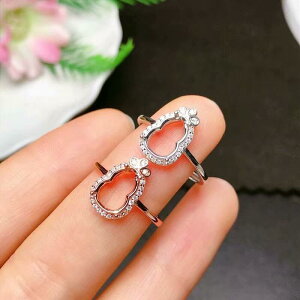 指輪 レディース ひょうたんモチーフ S925シルバー ホワイトゴールド ローズゴールドメッキ 空枠 石座 フリーサイズ お好みのストーンに対応 ハンドメイド用(x2)