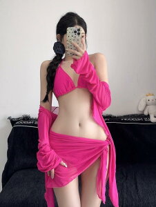 水着 レディース 長袖 4点セット セパレート ビキニ 体型カバー 細見え 速乾 パッド付き ノンワイヤー 温泉 プール スパ 学生 小胸さん向け 無地 大人