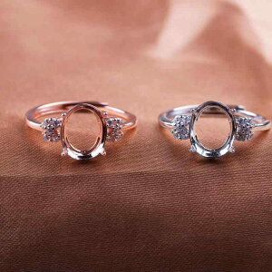 指輪 レディース S925シルバー DIY 空枠 開口 調節可能リング ルース石用 シンプル プラチナカラー 電気メッキ加工