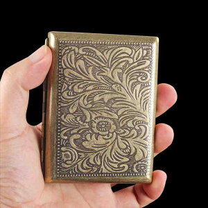 シガレットケース メンズ 20本収納 10cm延長 唐草模様 レトロ調 ブロンズカラー アンティーク風 金属製 頑丈 携帯用 おしゃれ ロングタバコ対応 コレクション(x2)
