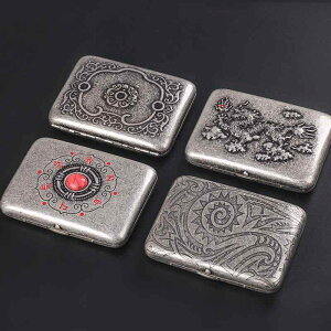 シガレットケース メンズ 16本収納 仏佑平安 真鍮製 アンティーク調 レトロ 携帯用 喫煙具 おしゃれ 高級感 タバコケース ユニークデザイン(x2)