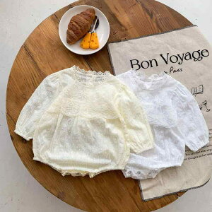 ロンパース 女の子 ベビー 新生児 女児 赤ちゃん 韓国風 シンプル レース かわいい 長袖 薄手 綿 コットン 肌に優しい 春秋 カバーオール ボディスーツ