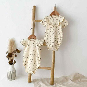 ロンパース ベビー 男女兼用 長袖 コットン Aクラス オールシーズン 北欧風 おしゃれ かわいい 小花柄 ハート柄 カバーオール 赤ちゃん 出産祝い ルームウェア パジャマ