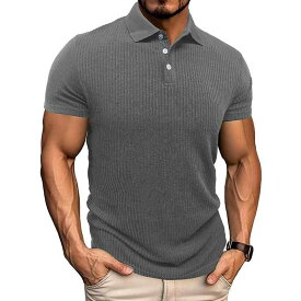 ポロシャツ メンズ 接触冷感 吸湿速乾 通気性 襟付き ストライプ柄 切り替えデザイン ポリエステル素材 カジュアル 春夏