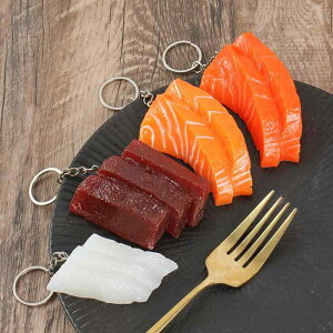 食品サンプル 和風 海鮮 刺身 サーモン切り身 マグロブロック リアル 食品模型 キーホルダー ディスプレイ 撮影小物 店舗装飾 寿司店 居酒屋 レストラン(x2)