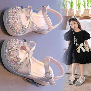 サンダル キッズ 女の子 つま先保護 クローズドトゥ ソフトソール プリンセス キラキラ 発表会 フォーマル ドレスシューズ 合皮 春夏 シルバー ベージュ ピンク