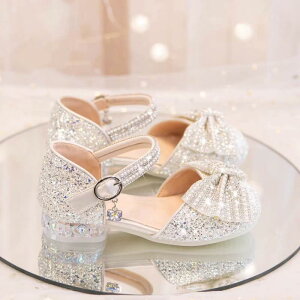 サンダル 女の子 キッズ プリンセス クリスタル ラメ ソフトソール マジックテープ 合皮 リボン シルバー オフホワイト ピンク フォーマル 結婚式 発表会 卒園式 入園式 通園 春夏