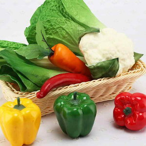 食品サンプル 野菜 ピーマン パプリカ フェイク 発泡スチロール製 ディスプレイ 模型 店舗装飾 飲食店 レストラン ホテル インテリア 撮影小物 撮影用小道具