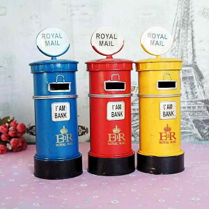 インテリア雑貨 ロンドン風 郵便ポスト ブリキ製 手描き アンティーク加工 レトロ調 おしゃれ 玄関 リビング ディスプレイ 3色展開