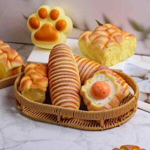 スクイーズ フェイクパン リアル 欧風 撮影小物 インテリア雑貨 置物 ストレス解消 エッグクロワッサン ちぎりパン 毛虫パン ガーリックパン スマイルトースト(x5)