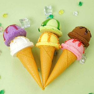 食品サンプル リアルな 低反発 スクイーズ フォーム製 二層アイスクリームコーン フェイクスイーツ ディスプレイ 店舗装飾 撮影小物 オブジェ インテリア