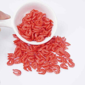 ミニチュア食品サンプル おままごと ごっこ遊び ドールハウス むきえび 小エビ 1.2cm PVC素材 DIY ハンドメイド 手作り リアル フェイクフード 食材パーツ 小道具 アイテム 飾り(x5)