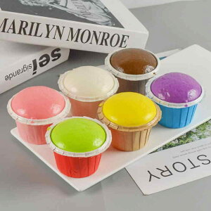 おもちゃ 低反発 スクイーズ パン型 カップケーキ 粘着性 ストレス解消 指に吸い付く感覚 リアル もちもち PU素材 癒しグッズ かわいい リラックス フィジェットトイ やわらかい(x2)