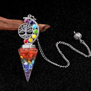 ペンデュラム 瞑想 ヨガ ヒーリング パワーストーン 天然石 生命の樹 六角錐 水晶 さざれ石 レジン マルチカラー アメジスト ローズクォーツ タイガーアイ ラピスラズリ 開運 お守り スピリ