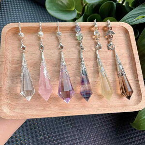 パワーストーン 天然石 水晶ペンデュラム 占い ダウジング ヒーリング スピリチュアル チェーン付き ホワイトクォーツ ローズクォーツ アメジスト シトリン 多種類 クリスタル アクセサリ