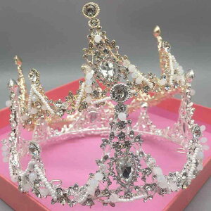 ティアラ キッズ 女の子 パールビーズ 丸型 合金製 電気メッキ加工 華やか かわいい 誕生日プレゼント 発表会 舞台 イベント ヘアアクセサリー シルバー ゴールド ローズゴールド