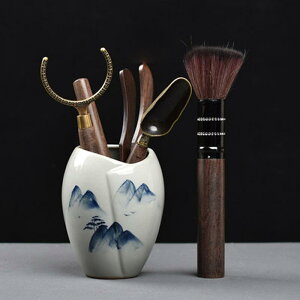 茶器セット 陶磁器 手描き 青花 六君子 6点セット 茶道用具 茶挟 茶筆 茶匙 茶杓 ツールスタンド付き 和風 モダン シンプル 高級感 おしゃれ 茶席 茶室 おもてなし 来客用(x2)
