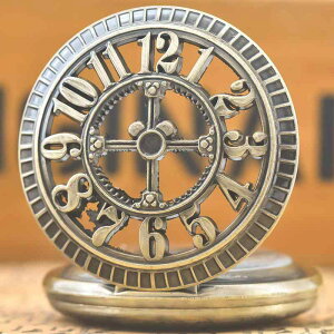 懐中時計 男女兼用 アンティーク調 スケルトンデザイン 数字表示 クォーツ 合金製 大型 カジュアル ビジネス おしゃれ ギフト プレゼント