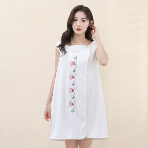 バスローブ レディース 厚手 吸水 速乾 毛羽落ちしにくい かわいい 刺繍 サンゴフリース ふわふわ タオル地 着るバスタオル ラップタオル ワンピースタイプ 大人用 部屋着(x2)