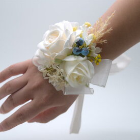 コサージュ ウェディング バラ リーフ ナチュラルテイスト 新郎 ブライズメイド リストコサージュ ブローチ 結婚式 披露宴 二次会 造花