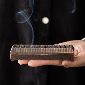 香炉 横置き 合金製 アンティーク調 古銅色 電気メッキ加工 和モダン 高級感 デザイン 線香立て 室内用 自宅用 お香立て 茶道 瞑想 癒し リラックスタイム