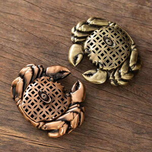 香炉 カニ 蟹 お香立て 線香立て 渦巻き線香対応 室内用 茶道 置物 縁起物 ラッキーアイテム 銅合金製 アンティーク調 新中国風 インテリア