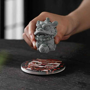 置物 小型 縁起物 風水 招財 開運 ラッキーアイテム 獅子舞 青砂石 柿モチーフ 茶寵 茶器 水槽 アクアリウム オーナメント インテリア アジアン 中国風(x2)
