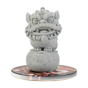 置物 獅子舞 ペア 青砂石製 心願成就 万事順調 縁起物 中華モダン リビング 卓上 装飾品 インテリア雑貨(x2)