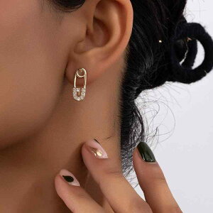 ピアス レディース S925銀針 ラインストーン ゼムクリップ 安全ピン 個性的 斬新デザイン シンプル 万能 おしゃれ クールテイスト 電気メッキ加工 インフルエンサー