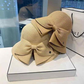麦わら帽子 レディース つば広 UVカット 日よけ 通気性 折りたたみ リボン 上品 おしゃれ 春夏 アウトドア レジャー ペーパーストロー