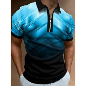 POLOシャツ メンズ 吸汗速乾 薄手 3Dプリント 個性的 デザイン 半袖 襟付き カジュアル 春夏 男性用 ゆったり おしゃれ ポリエステル混(x2)