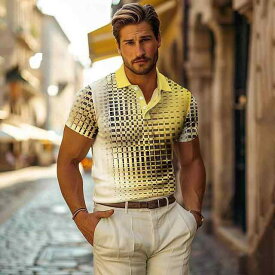 ポロシャツ メンズ 半袖 3Dプリント 吸汗速乾 通気性 スリムフィット ポリエステル混紡 カジュアル デイリー 春夏(x2)