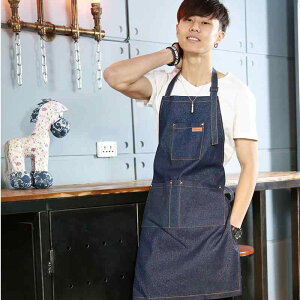 デニムエプロン 男女兼用 カフェ レストラン キッチン 飲食店 制服 作業着 業務用 料理 サービス業 絵画 フリーサイズ(x2)
